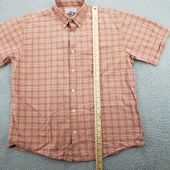 Boca Shirt Mens Large Orange Plaid Button Down Short Sleeve‎ Classic Pocket - Picture 9 of 10